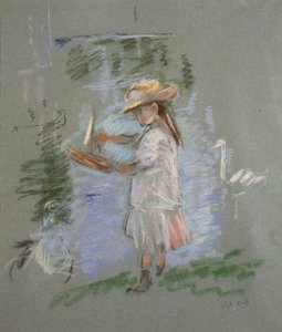 Julie en rose au bord du lac