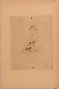 Jeune fille avec un chat, c.1888 (eau-forte) - Berthe Morisot