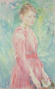 Jeune fille en robe rose (pastel sur papier)