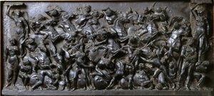 Bataille entre Romains et Barbares (bronze) - Bataille des Romains et des Barbares (Bataille des Cavaliers). Bas-relief en bronze réalisé par Bertoldo di Giovanni (1420-1491)