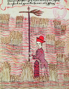 Ms 327 fol.197r Arpenteur dans un champ, du Traité d