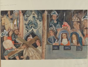 Station de la Croix n° 7 : Jésus tombe pour la deuxième fois, vers 1936 - Beulah Bradleigh