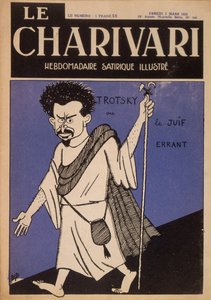 Caricature de Léon Trotsky (1879-1940) en Juif errant, couverture du magazine 
