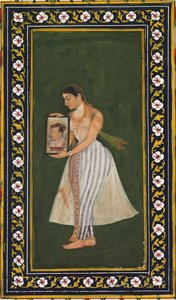Nur Jahan, tenant un portrait de l