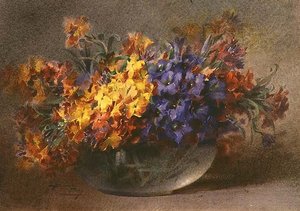 Fleurs de printemps dans un bol en verre - Blanche Odin
