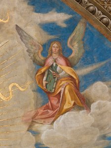 Abside, Catino Abside, Boccaccio Boccaccino, Pantocrator parmi les Saints Marcellin, Imerio, Omobono, Pierre Exorciste, (détail) Ange droit - Boccaccio Boccaccino