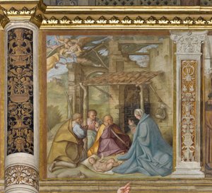 Nef centrale, Quatrième travée nord, Adoration des bergers, Boccaccio Boccaccino 1516-17 - Boccaccio Boccaccino