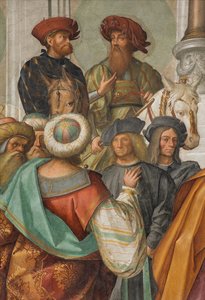 Nef centrale, Deuxième travée nord, Mariage de la Vierge, Boccaccio Boccaccino 1514-15, (détail) - Boccaccio Boccaccino