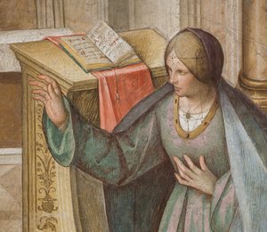 Nef centrale, troisième travée nord, Annonciation, Boccaccio Boccaccino 1516-17, (détail)