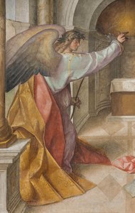 Nef centrale, Troisième travée nord, Annonciation, Boccaccio Boccaccino 1516-17, (détail) - Boccaccio Boccaccino
