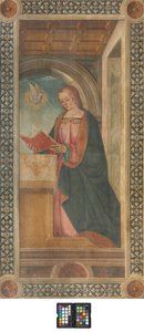 Contre-façade du transept sud, Boccaccio Boccaccino, Annonciation (détail de la Vierge) début XVIe siècle, Fresque arrachée