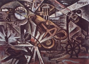 Artillerie lourde en action - Bohumil Kubišta