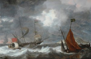 Tempête en mer avec des voiliers - Bonaventura I Peeters