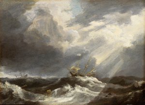 Lumière du soleil sur une mer orageuse, c. 1640s - Bonaventura Peeters