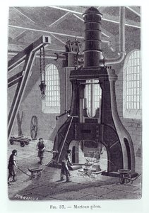 Le Marteau-Pilon du Creusot, illustration pour un livre sur les machines industrielles, vers 1880 - Bonnafoux