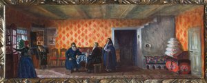 Décor préparatoire pour la pièce de théâtre La mort de Pasukhin - Boris Mikhailovich Kustodiev