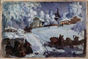 Hiver, traîneaux - Boris Mikhailovich Kustodiev