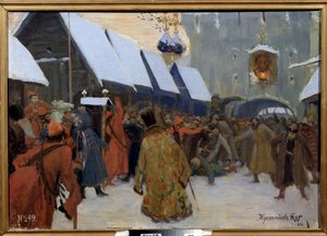La rébellion du peuple contre les boyards - Boris Mikhailovich Kustodiev