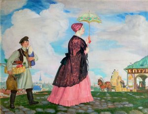 Femme de marchand avec des achats, 1920 - Boris Mikhailovich Kustodiev