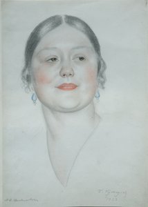 Portrait de Maria Dmitrievna Chostakovitch, 1923 - Boris Mikhailovich Kustodiev