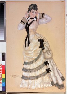 Projet de costume féminin pour la pièce de théâtre Loup et Brebis de Alexandre Ostrovski - Boris Mikhailovich Kustodiev