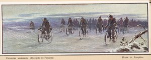 Cyclistes allemands arrivant en Finlande; de Histoire des Soviets, pub. 1922