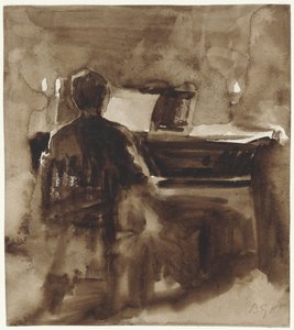 Pianiste à la lumière des bougies