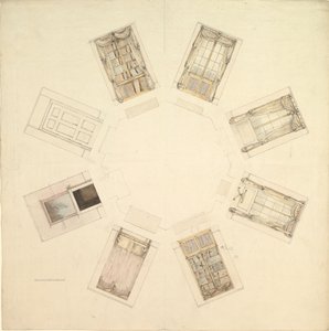 Salle octogonale avec vues sectionnelles, 19ème siècle - British Anonymous 19th Century.