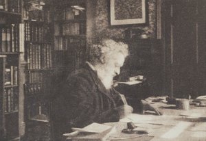 Collectionneur de livres, William Morris dans sa bibliothèque à Kelmscott House, Hammersmith