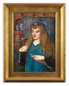 Une jeune fille enroulant de la laine - British School