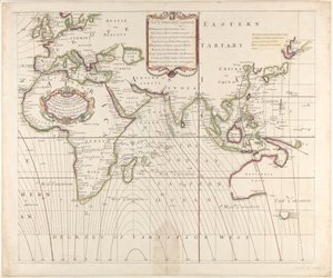 Nouvelle et correcte carte marine du monde entier montrant les variations de la boussole telles qu