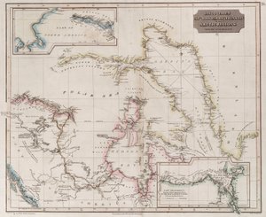 Carte montrant les découvertes de Ross, Parry et Franklin dans l