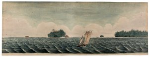 Résidence de M. Hare sur les îles Cocos ou Keelings, vers 1830 - British School