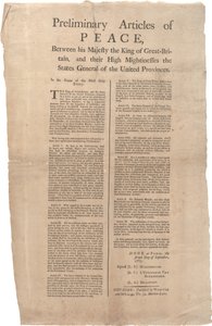 Articles préliminaires de paix entre...Grande-Bretagne et...les Provinces-Unies, 02 septembre 1783 - British School