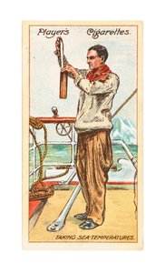 Intendant Francis Drake, secrétaire et météorologue du navire, prenant des températures de la mer - British School