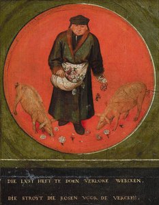 Celui qui gaspille son effort jette des roses devant les cochons, 1558