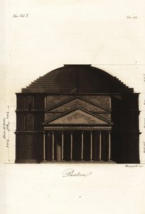 Élévation frontale du temple romain, le Panthéon, Rome - Buonajuti Buonajuti