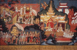 La naissance du futur Bouddha, vers 1800-20 - Burmese School