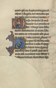 Initiale O : Christ trônant les mains levées ; Initiale D : Un homme semi-prostern en prière