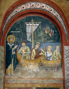 Apparition de Saint Nicolas aux voyageurs naufragés, (détail) - Byzantine
