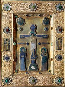 Art byzantin : Évangéliaire en or et émail décoré de feuilles d