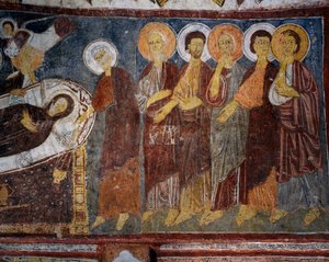 Dormition de la Vierge parmi les Apôtres, (détail)