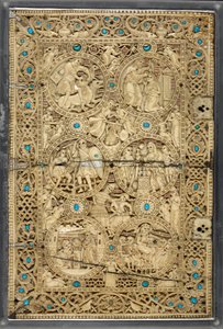 Egerton MS 1139 Couverture supérieure avec des scènes de la vie de David, le 
