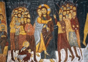 Le baiser de Judas, fresque byzantine (1212), Gulsehir Karsi Kilise (Église Saint-Jean), Göreme (Liste du patrimoine mondial de l