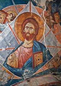 Salvator Mundi (Sauveur du Monde) - Peinture de Damiane (actif au 14ème siècle) - 14ème siècle - Fresque - Monastère Saint-Georges, Ubisi (Géorgie) - Byzantine