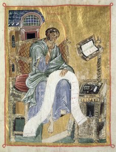 Saint Marc rédigeant son évangile (feuille d