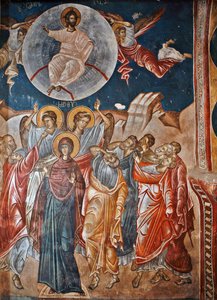 La Résurrection - Peinture de Damiane (actif au 14ème siècle) - 14ème siècle - Fresque - Monastère Saint-Georges, Ubisi - Byzantine