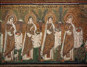 Procession des vierges (détail de mosaïques, VIe siècle) - Byzantine School