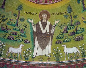 Saint Apollinaire (d.c.79) (mosaïque) - Byzantine School