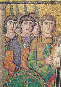Les gardes de la suite de Justinien (détail) - Byzantine School